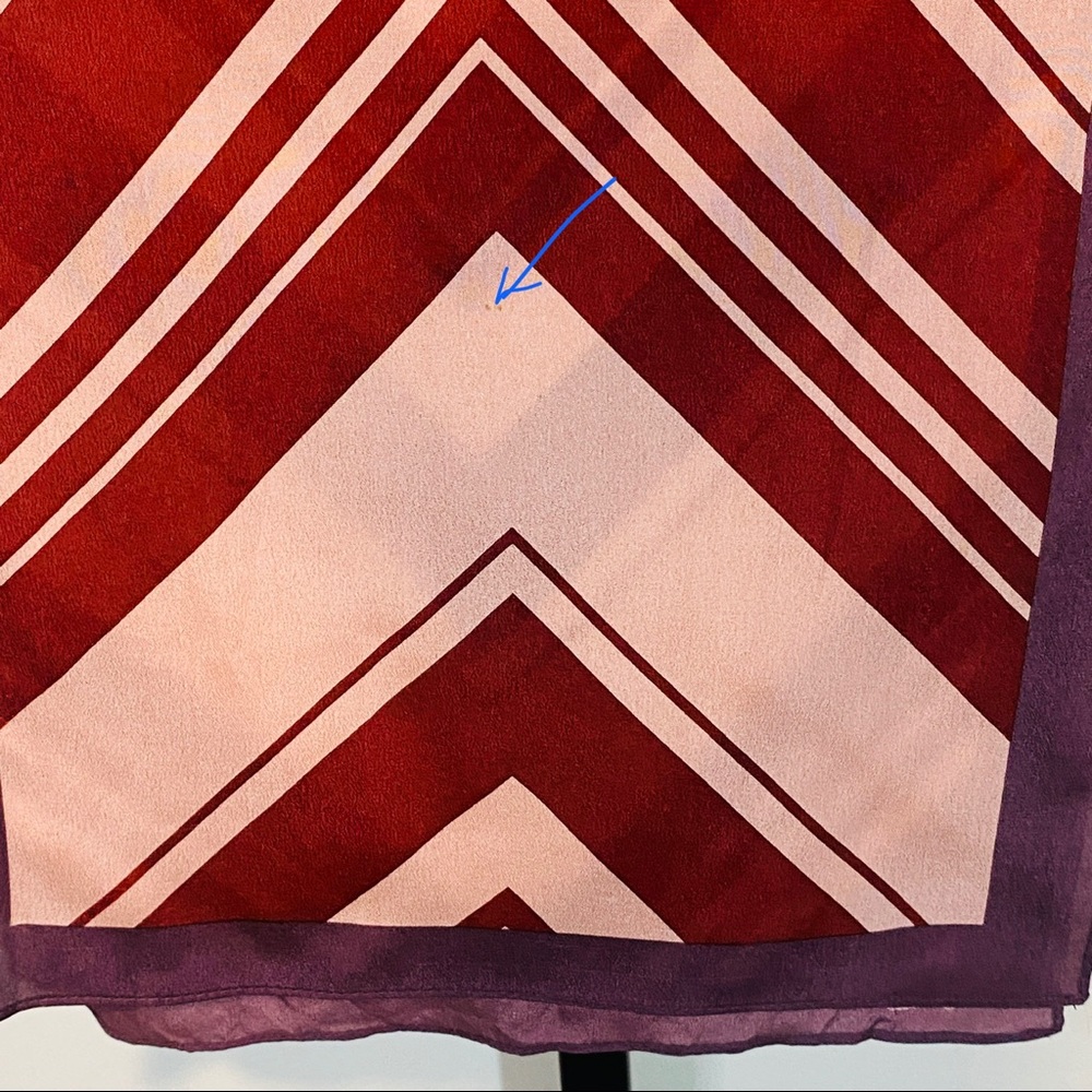 Pink & Burgundy Chevron Pure Silk Versatile Wear Scarf - Picture 12 of 14